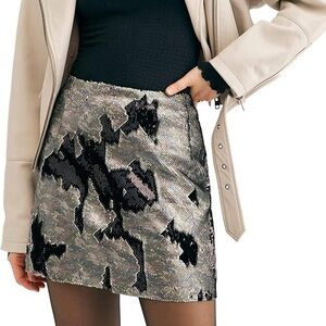 Free People Sequin Camo Mini Skirt Size 4